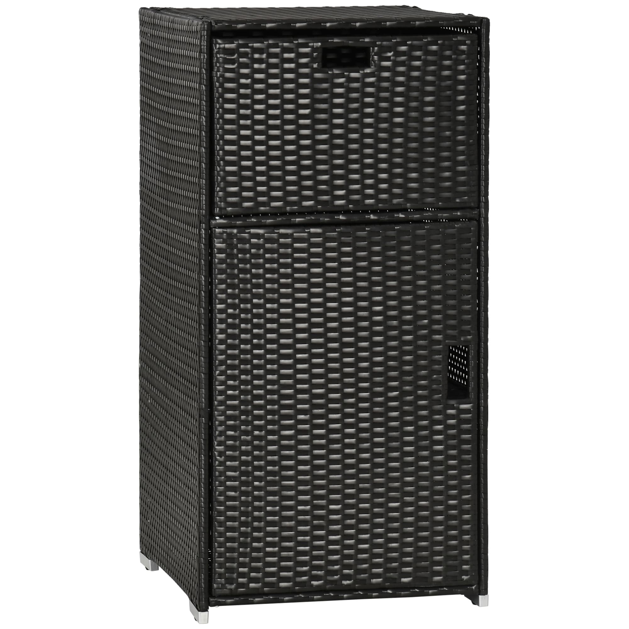Outsunny Outdoor Towel Rack & Pool Toy Cabinet / Hot Tub Accessory Storage, Freestanding Waterproof PE Rattan Wicker