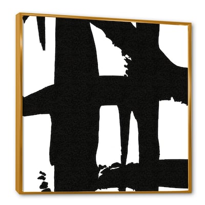 Designart "Black & White Crossing Paths II" Modern & Contemporary Framed Canvas