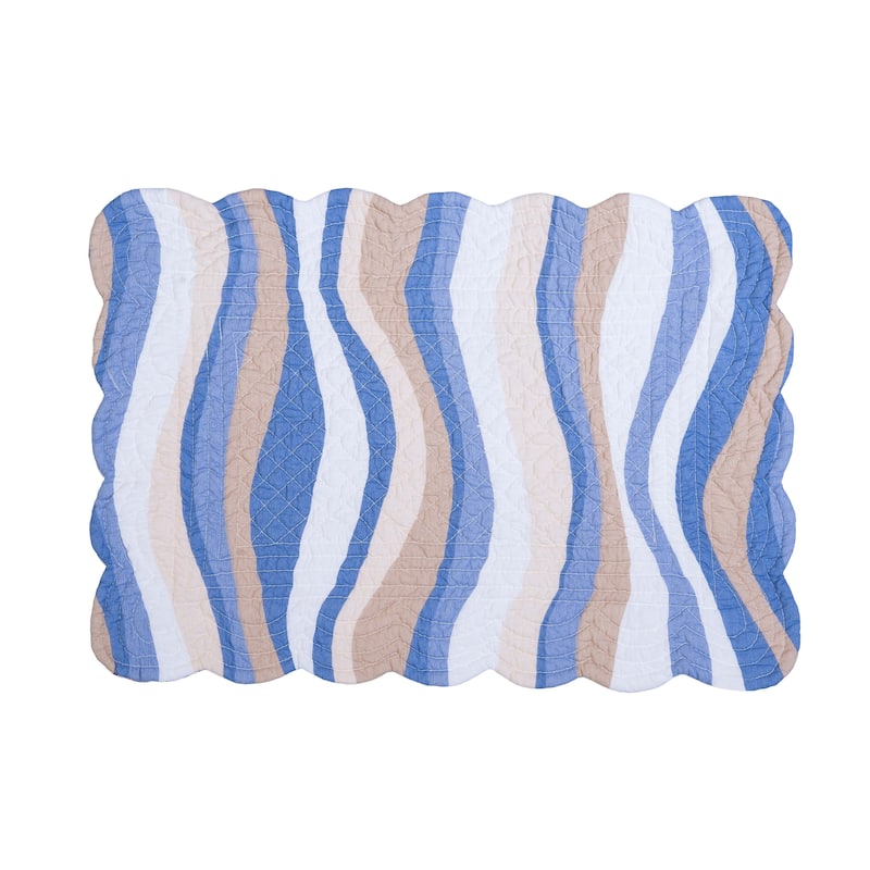 Seahorse Sands Reversible Machine Washable Scallop Quilt Placemats Set of 6