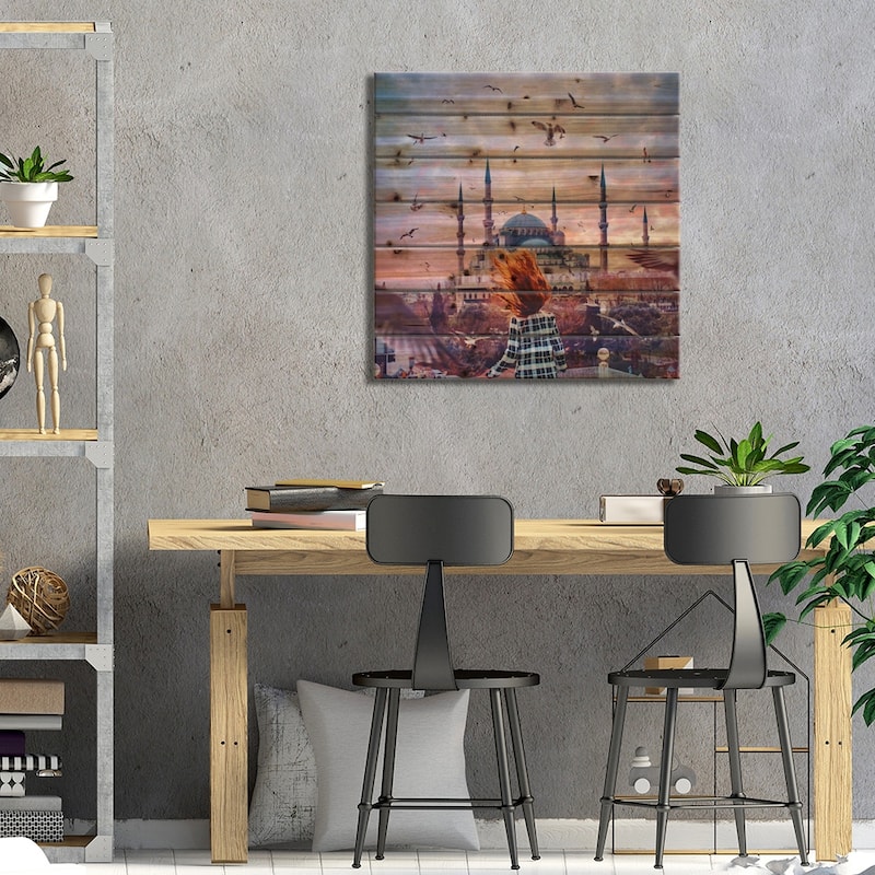 Red Fire In Istanbul Print On Wood by Hobopeeba - Multi-Color