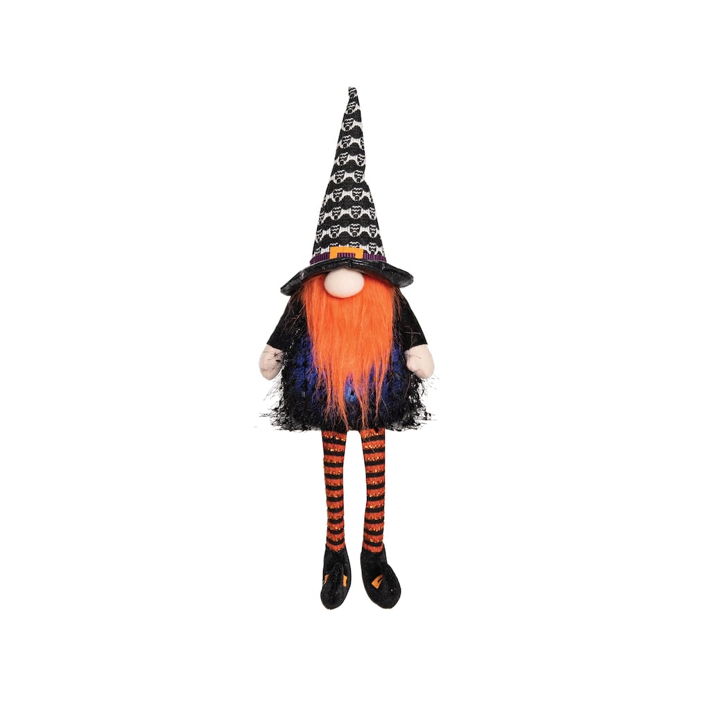 Large Sitting Halloween Gnome With Dangling Legs, LED Shelf Sitter Decorations for Home