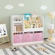 preview thumbnail 1 of 20, Kids Bookcase and Bookshelf, Multifunctional Bookcase with 3 Collapsible Fabric Drawers - White&Pink White&Pink