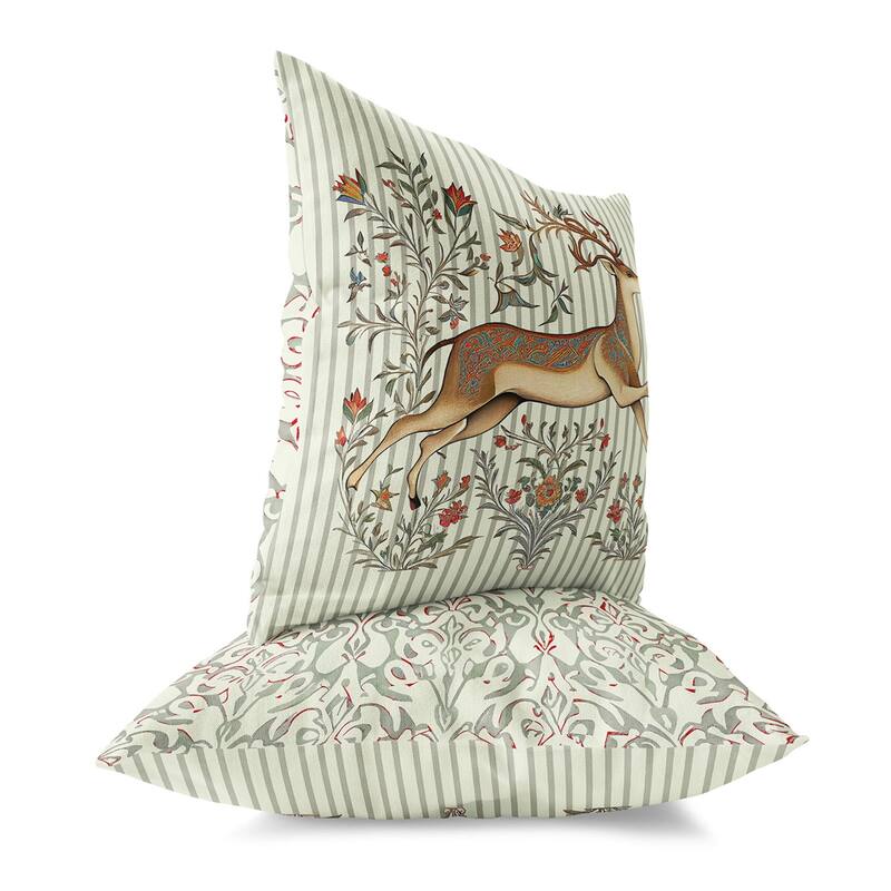 Amrita Sen Deerfield Flowers Indoor Outdoor Pillow with Removable Cover