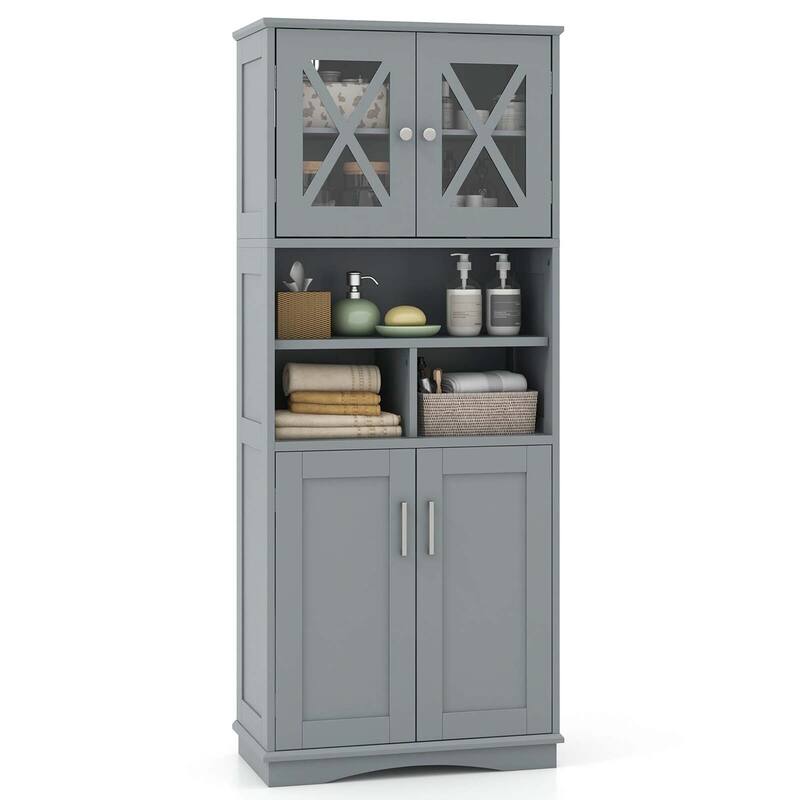 Costway Tall Bathroom Cabinet Large Floor Storage Cabinet with Acrylic - See Details
