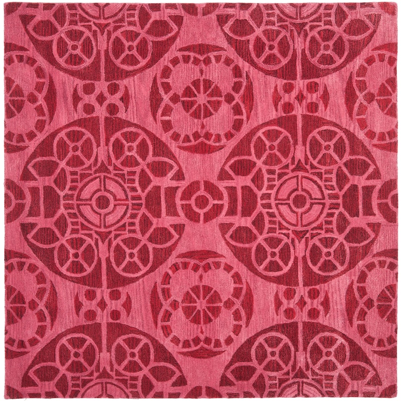 SAFAVIEH Handmade Wyndham Dinie Modern Wool Rug - 7' Square - Red