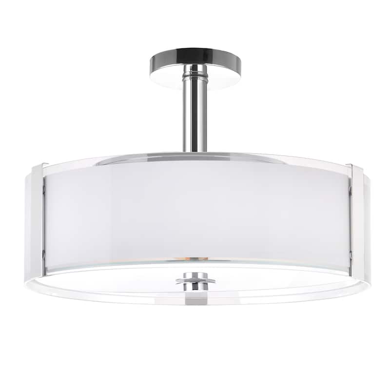 Lucie 5 Light 21in Chrome Round Drum Shade Chandelier - Chrome