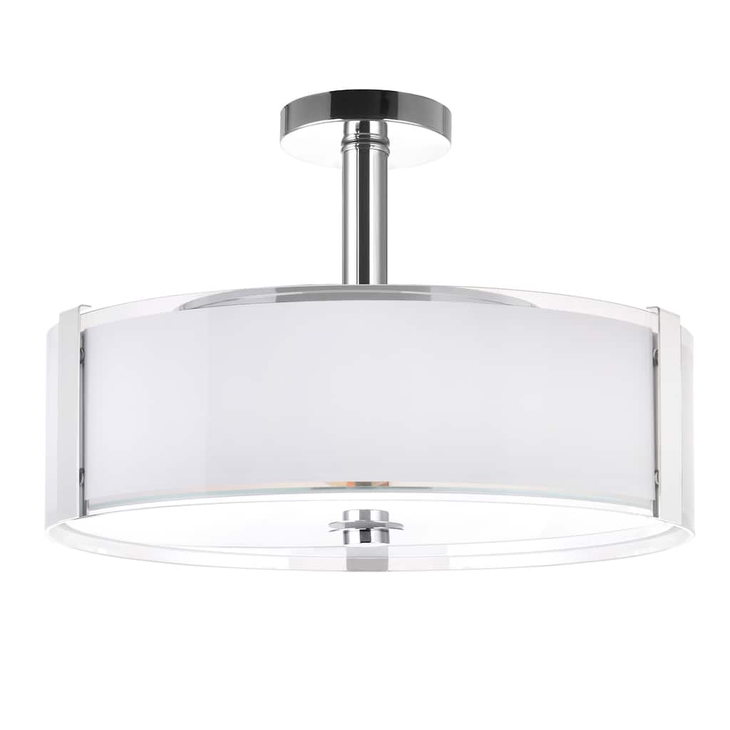 Lucie 5 Light 21in Chrome Round Drum Shade Chandelier