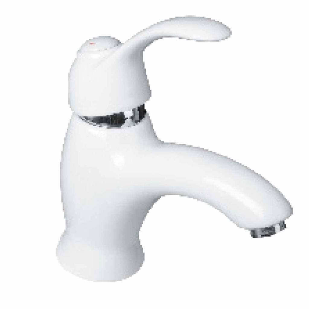 Bathroom Faucet White Ceramic Single Hole 1 Handle Renovators Supply