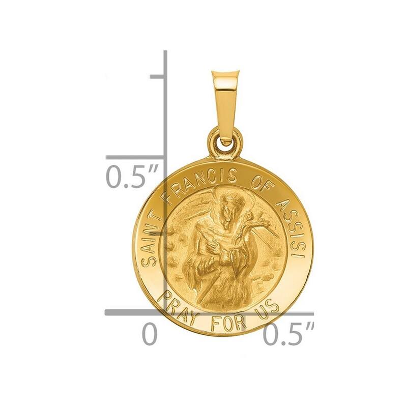 Curata 14k Yellow Gold 18" Satin St. Francis Of Assisi Medal Pendant Necklace