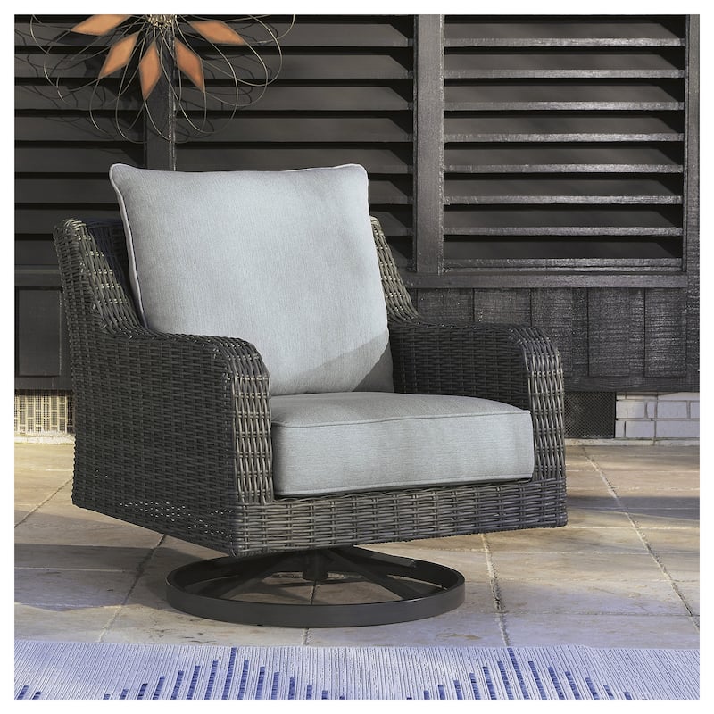 Elite Park Outdoor Swivel Lounge Chair - 32.25" W x 34" D x 33" H - 32.25" W x 34" D x 33" H - Gray