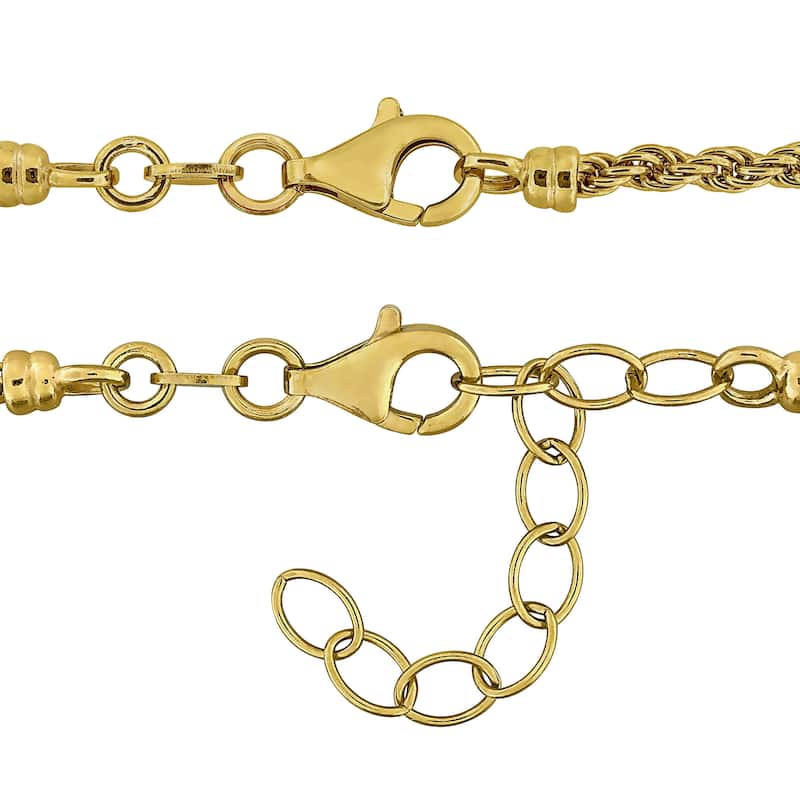 Miadora Sterling Silver Rope and Curb Link Chain Necklace and Bracelet Set