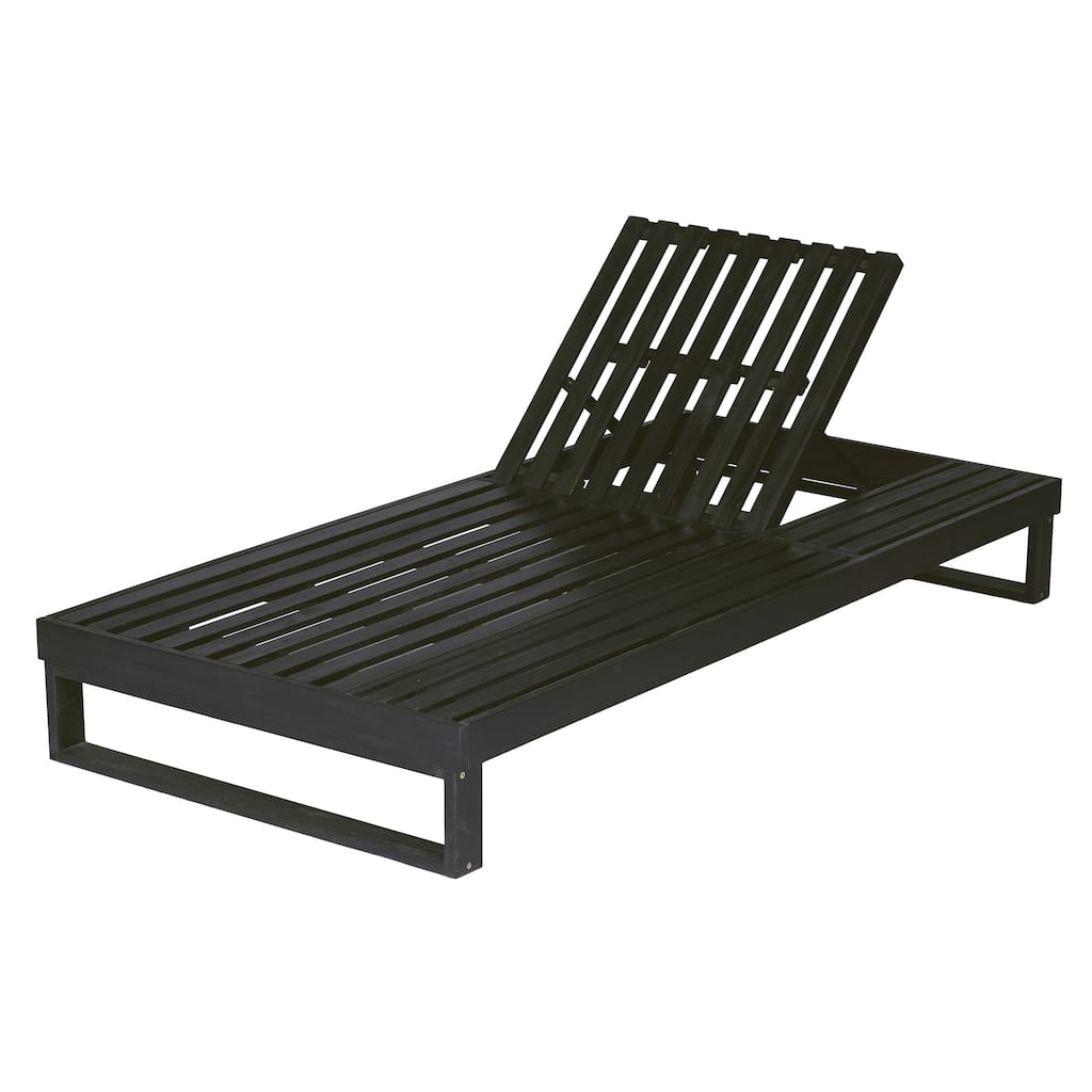 Christopher Knight Home Modern Outdoor Solid Acacia Wood Chaise Lounge with 4-Position Adjustable Backrest & Flat Side Surface