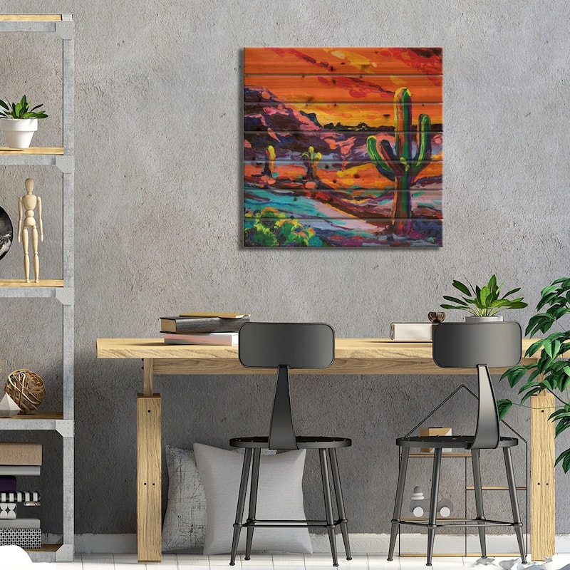 Last Light Print On Wood by Simone Majetich - Multi-Color