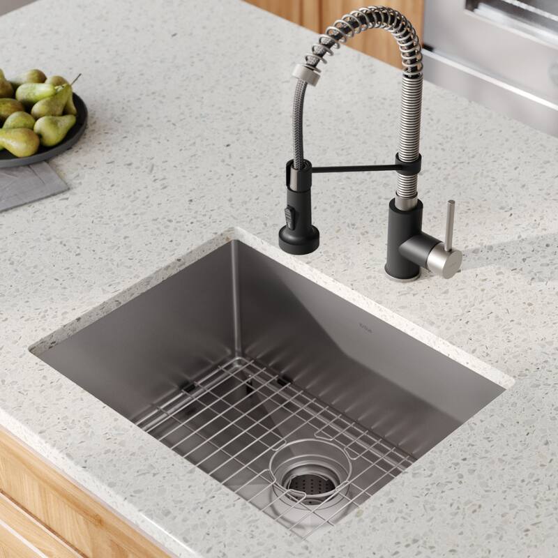 Kraus 3-in-1 Set Undermount Kitchen Sink, Pulldown Faucet, Dispenser