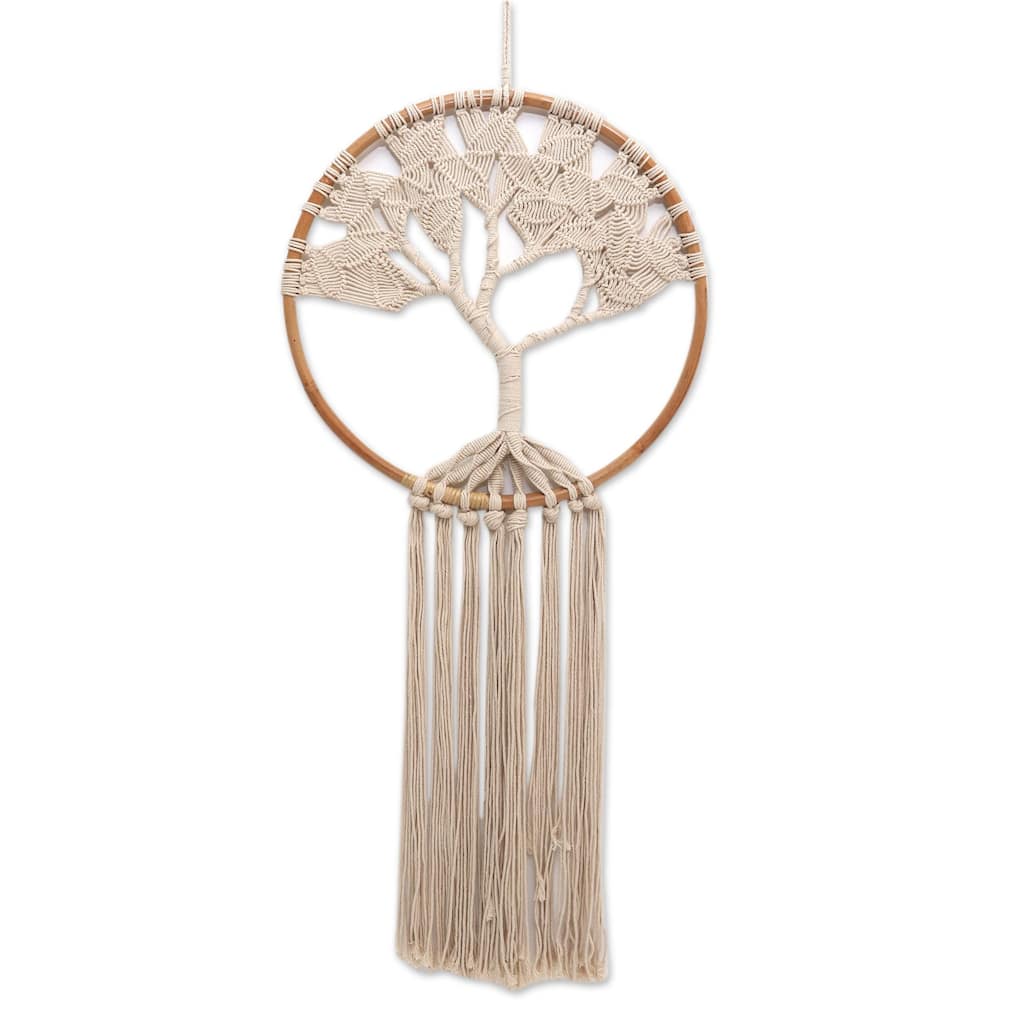 NOVICA Handmade Deep Roots Cotton Macrame Wall Hanging