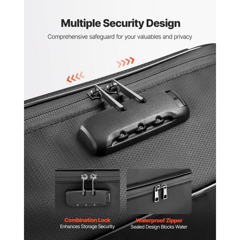 Waterproof Fireproof Document Box with Combination Lock and Multi-Layer Storage for Home or Office