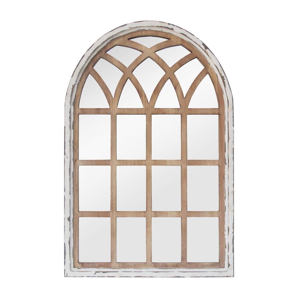 Arch Window Pane Wood Frame Mirror
