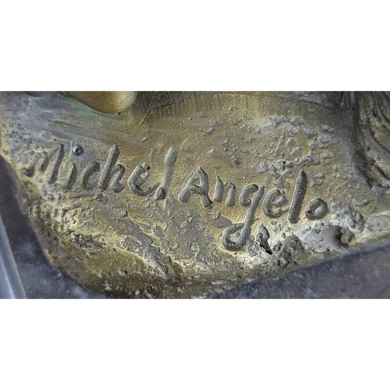Michelangelos David Bronze Minature Replica Statue Sculpture Figure 18 Inches X 5 Inches