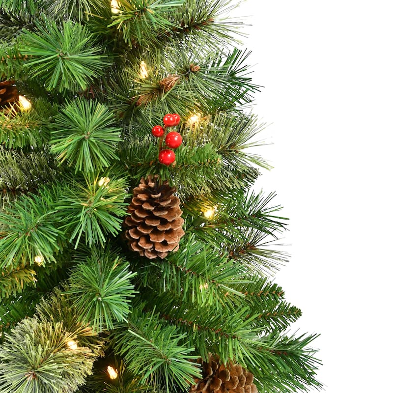 Puleo International 3 ft. Pre-Lit Decorated Artificial Christmas Tree in Burlap Sac