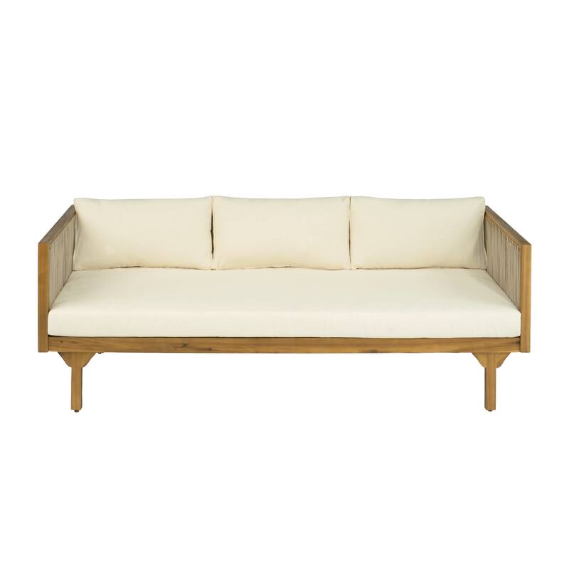 Christopher Knight Home - Outdoor Teak Finish Wood & Rope Woven Sofa Set with Coffee Table