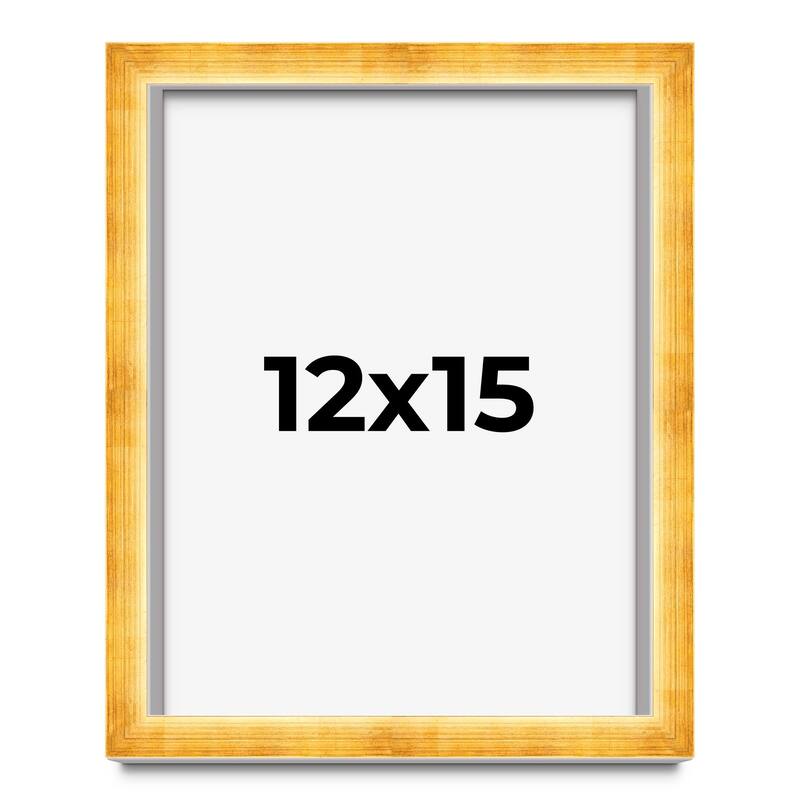 12x15 Shadow Box Frame Gold | 1.625 Inches Deep Real Wood Traditional