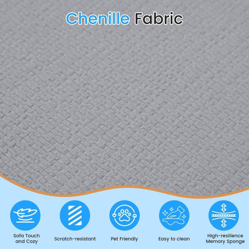 Mixoy 98 inch Chenille L Shape Sectional Sofa with Curved Chaise,Modern Cloud 3 Seater Sofa Couch