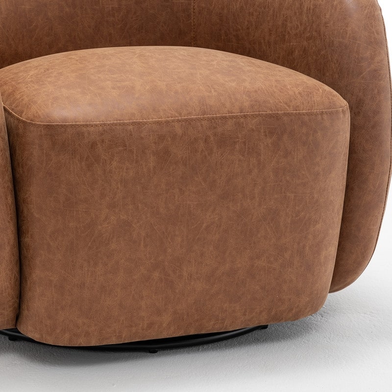 SEYNAR Modern Glam PU Leather 360 Degree Swivel Accent Armchair