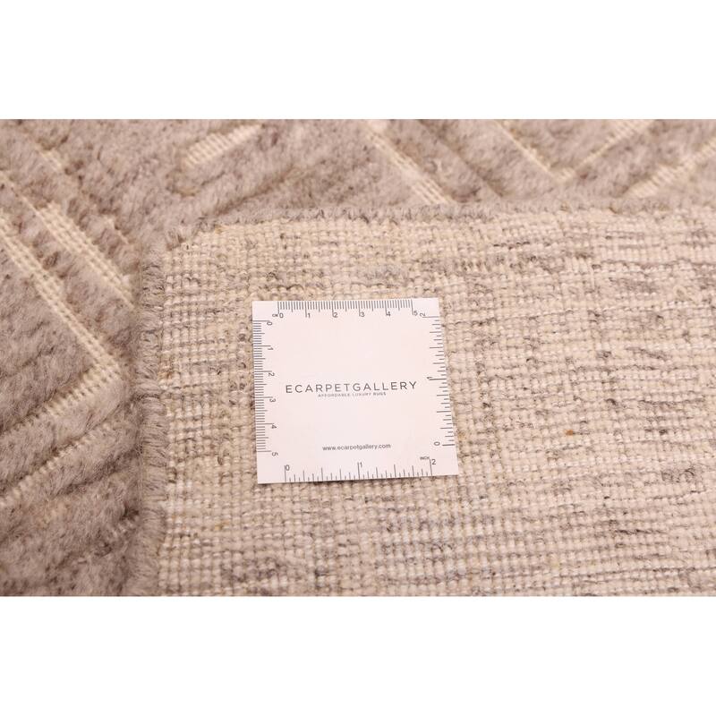 ECARPETGALLERY Hand Loomed Elysian Taupe Wool Rug - 8'0 x 9'9