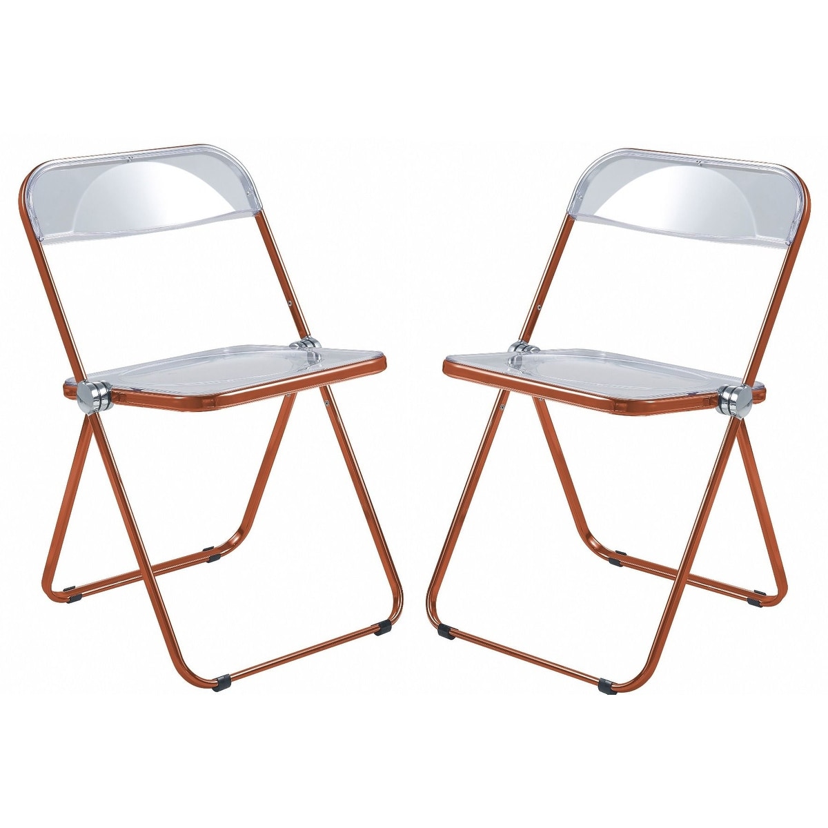 LeisureMod Lawrence Acrylic Folding Chair With Metal Frame Set of 2 - 30 inch