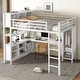 preview thumbnail 13 of 22, Heavy Duty Bed Metal Gaming Loft Bed with Wardrobe and L-shaped Desk Off White
