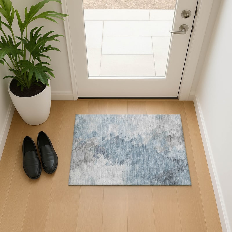 Premium Washable Super Soft Abstract Modern Mayfield Rug - Sky - 1'8" x 2'6"