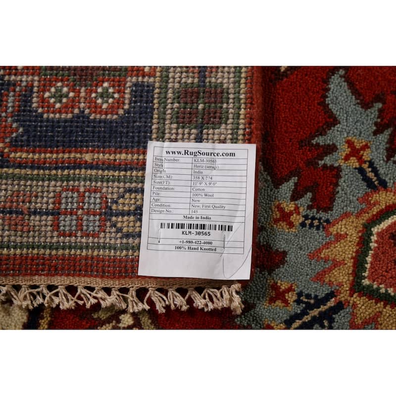Orange Heriz Serapi Indian Area Rug Handmade Wool Carpet - 9'0"x 11'9"