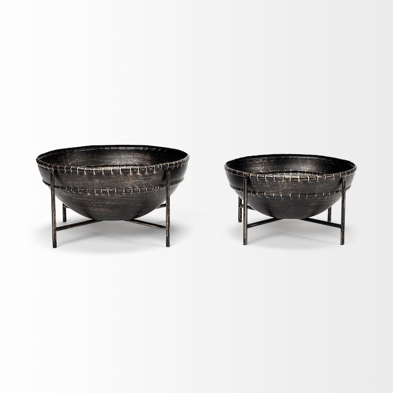 Mercana Cauldron Set of Two Bronze Metal Bowls