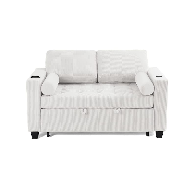 Corduroy Pull-Out Chair Bed Adjustable Recline Convertible Sleeper Sofa