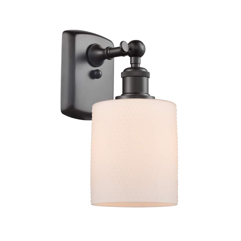 Innovations Lighting Cobbleskill 9" Tall Bathroom Sconce - Oil Rubbed Bronze / Matte White