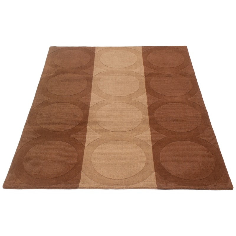 ECARPETGALLERY Hand Tufted Timeless Brown Wool Rug - 5'6 x 7'6