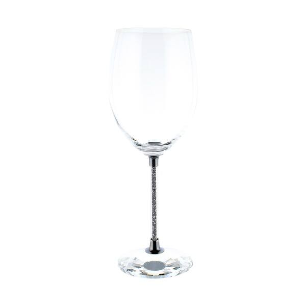 SILVER JEWELED STEM WINE GLASSES. SET OF 4. BEAUTIFUL! STUNNING!