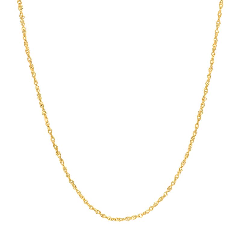 Curata 14k Yellow Gold 0.8mm Diamond Singapore Chain Necklace (Spring Ring)