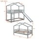 preview thumbnail 20 of 40, Twin Over Twin Wooden Bunk Bed with Roof, Slide and Ladder