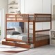 preview thumbnail 1 of 12, Full-Over-Full Bunk Bed with Ladders and Two Storage Drawers (Walnut)
