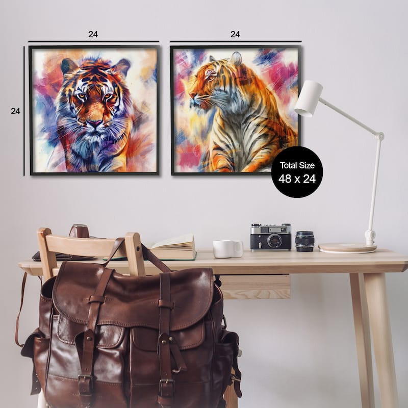 Stupell In The Wild Fierce Tiger Framed Giclee Art Design By Kim Allen (Set of 2)