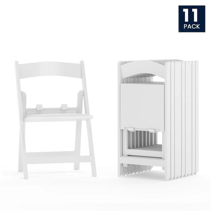 11 Pack Kids White Resin Folding Chair with White Vinyl Padded Seat