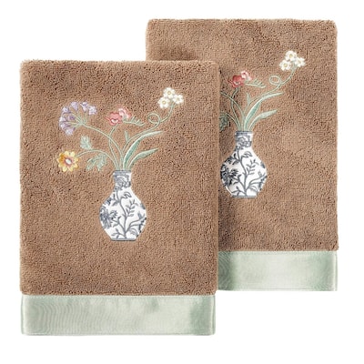 Authentic Hotel and Spa 100% Turkish Cotton Stella 2PC Embellished Hand Towel Set