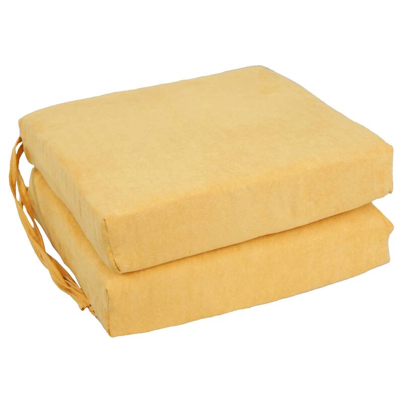 16-inch Square Indoor Microsuede Chair Cushions (Set of 2 or 4) - 16 x 16 - Set of 2 - Lemon
