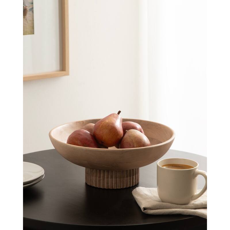 Kate and Laurel Rooks Ribbed Wood Bowl - 12x12x5