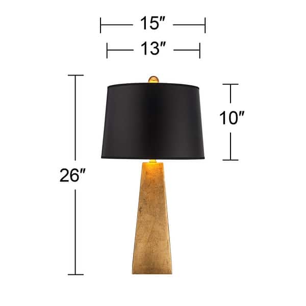 Modern Table Lamp with Black Riser Gold Leaf Black Drum Shade - 15