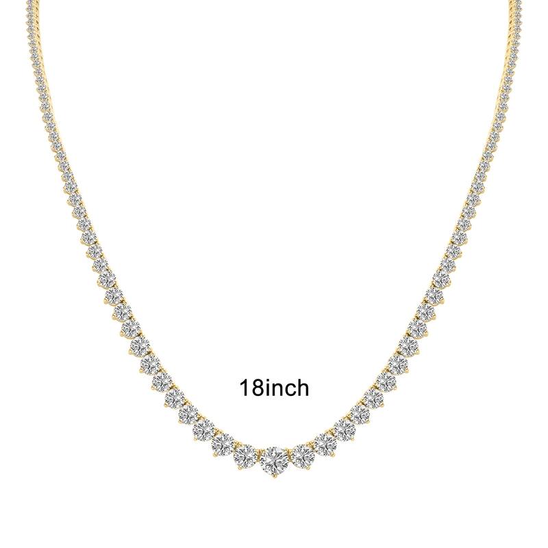 Marquee 15 Carat TW Graduated Lab Grown Diamond Tennis Necklace in 14K Yellow Gold