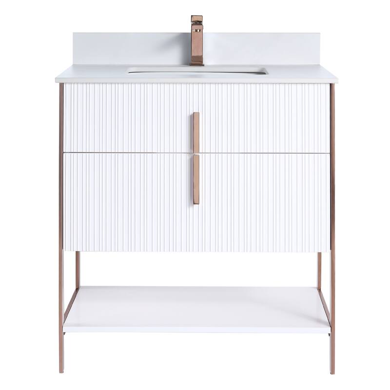Fine Fixtures Serenity Modern Bathroom Vanity with White Stone Top