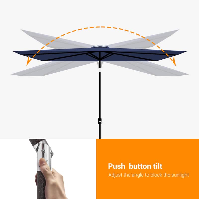 BONOSUKI Patio Rectangular Market Umbrella with Tilt and Crank