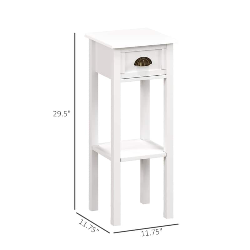 Lightweight and Stylish Bedroom Side Table with Storage Drawer and Bottom Shelf Ideal for Small Spaces